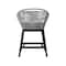Armen Living Tutti Frutti Indoor Outdoor Counter Height Bar Stool in Black Brushed Eucalyptus Wood with Gray Rope LCTFBAGRBL26 - alternate 10